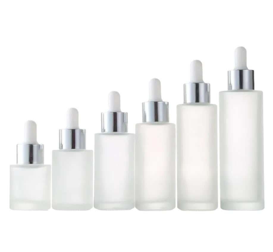 20 szt. 20-35 ml Mrożone szklane butelki z zakraplaczem Cylindryczne puste pojemniki do dozowania cieczy(A Silver White drop,35ml)