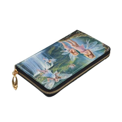 (Lake fairy) Print Women's Long Wallet Clutch with Zipper Multiple Card Slots Coin Pocket Elegant Ladies Purse3