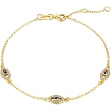 14K Gold Evil Eye Hamsa Hand Bracelets for Women Gold Moissanite Blue Eye Bracelet for Her