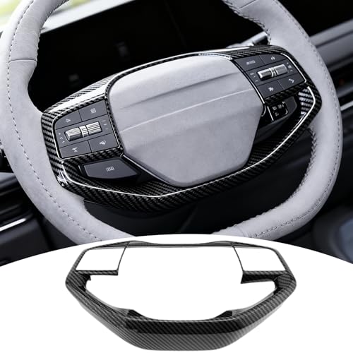 MXkanos Steering Wheel Button Cover, for Kia K4 2024 2025 2026,Steering Wheel Button Panel Protection Frame Molding Trim - Carbon Fiber(for LXS, EX,LX Model)