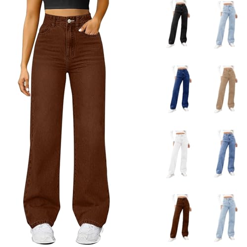 Cltopsku Chocolate Brown Womens Jeans Jeans for Women High Waist