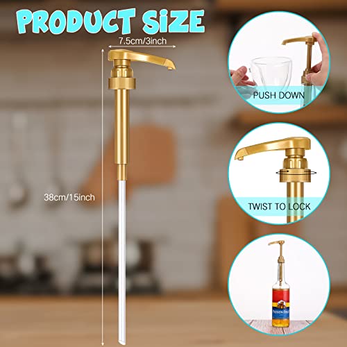 Image of Zopeal 8 Pieces Coffee Syrup Pump Dispenser Fits 750ml /25.4oz Bottles, Skinny Syrup Pump for Coffee Flavoring, Creamers, Caramel, Beverages, Kitchen Cafe Bar Drinking Mixes Food Dispenser(Gold)