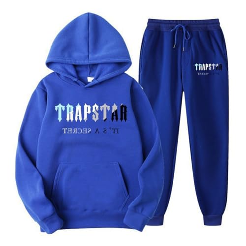 Chándal Trapstar Hombre, 2 Piezas Conjunto de Chándal Trapstar Mujer, Trapstar Chandal London con Impresión de Logotipo, Sudadera Trapstar con Capucha y con Pantalones, Unisexo, Tallas S-3XL