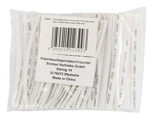 Schrumpfschlauch-Sortiment, 100-teilig, weiß Cover