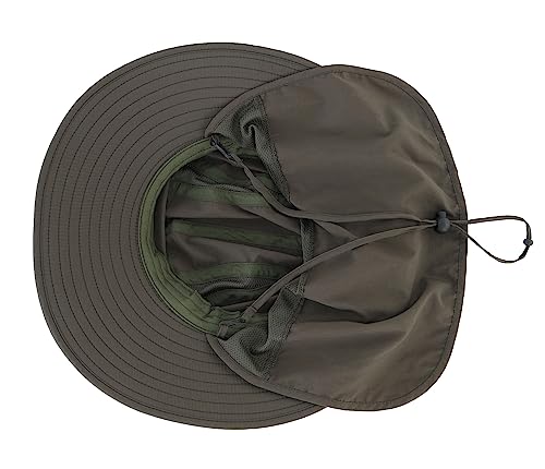 Image of Home Prefer UPF 50+ Mens Wide Brim Fishing Hat with Neck Flap Sun Hat for Men Women Sun Protection Cap