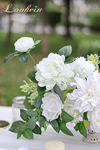Lookein Artificial Flowers for DIY Wedding Decoration Bridal Bouquet Table Centerpieces Flower Garland Wreaths Aisle Arch Flower Decoration Home Decor, Vibrant Ivory image 3