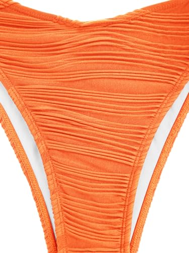 Image of ZAFUL Women Strapless Textured Bandeau Bikini 2 Piece Swimwear Cheeky Solid Lace up Bathing Suits
