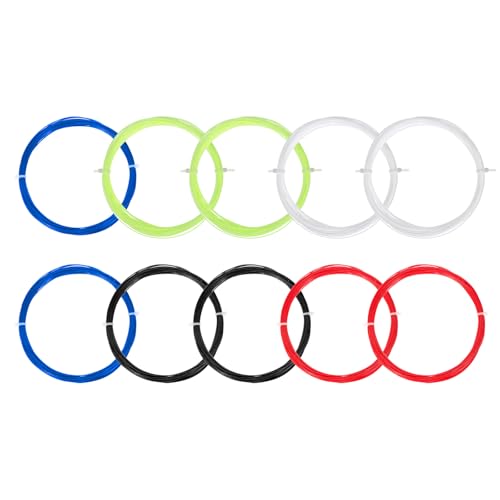 PATIKIL 10M Badminton Racket String, 10 Pack Durable Nylon Racquet Replacement Lines Thread Wire High Elastic for Badminton Training, 5 Colors