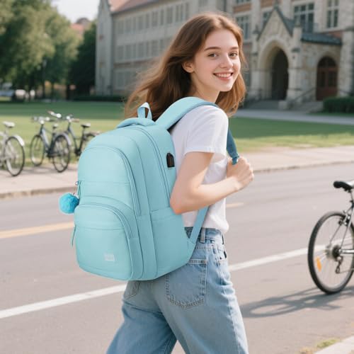 Image of YAMTION School Backpack for Teen Girls & College Students,Large Capacity Laptop Backpack Bookbag for School Travel,Blue