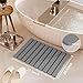 Foldable Stone Bath Mat, Quick Dry Stone Drying Mats for Bathroom, Super Absorbent Bath Mat, Non Slip, Large Diatomaceous Earth Dish Drying Mats for Kitchen Counter 23.5 x 15.4in, Dark Gray