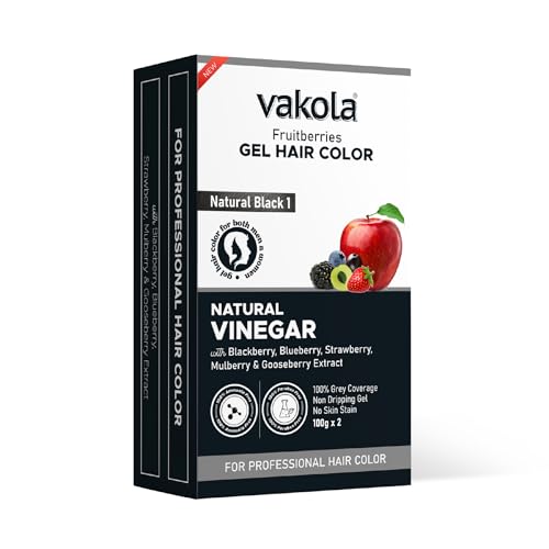 Image of Natural Black 20 Minutes Gel Hair Color, Fruitberries Extracted - 100% Grey Coverage, No Skin Stain- 100ML Developer and 100ML Colorant, Pack of 1