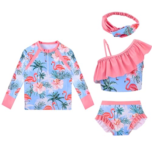 El Mejor Listado de Trajes de una pieza para Niña disponible en línea para comprar. 47 Nasjac Traje de Baño para Niñas 4 Piezas, Conjunto de Tankini con Playera Manga Larga, Bikini Volantes, Braguita, Traje de Baño Protector Surf Estampado Secado Rápido para...