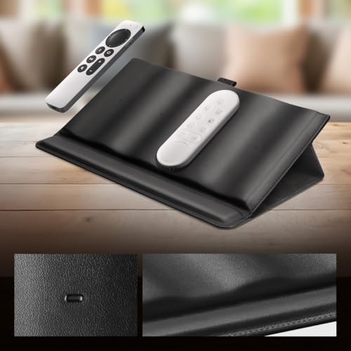 Spigen LD401 Fernbedienungshalter für Universalfernbedienungen Remote Caddy mit 4 Fächer Leder Fernbedienung Organizer mit magnetischer Halterung - Schwarz