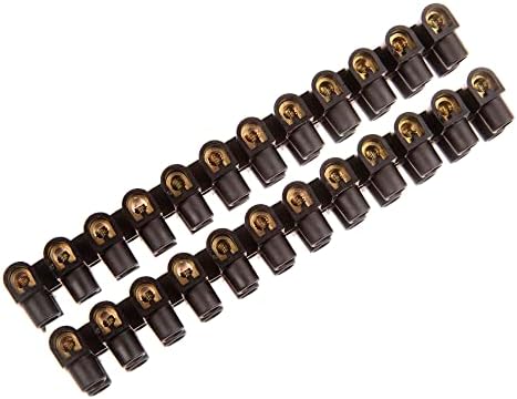 CDL Micro 2 x 16A 12-Way Terminal Block/Cable Connector Strip for Electrical Connections - BLACK