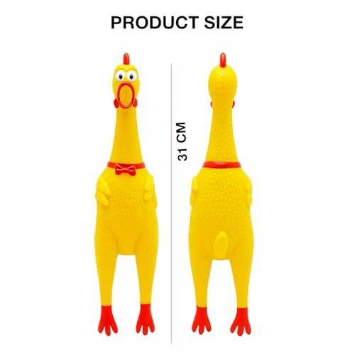 Image of Squeaky Rubber Chicken Dog Toy | Durable Funny Interactive Chew Toy | Loud Squeaky Sound and Stress Relief for Dogs and Puppies | Training Teething Toy | Non Toxic | Prank Noise Maker