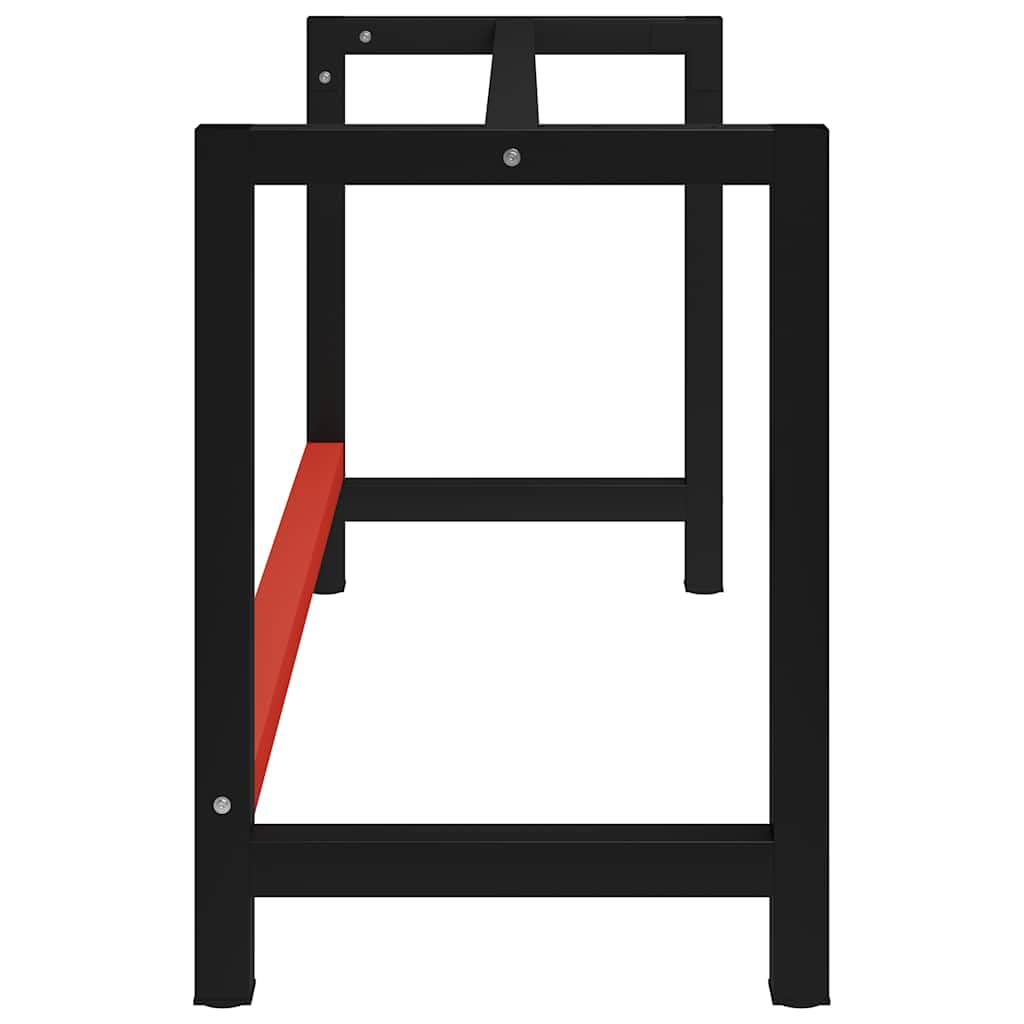 Telaio per banco da lavoro in metallo, 150 x 57 x 79 cm, nero e rosso, con fori preforati, per banco da lavoro, cassettiera, armadio, stabile struttura antiscivolo, accessorio di ricambio per