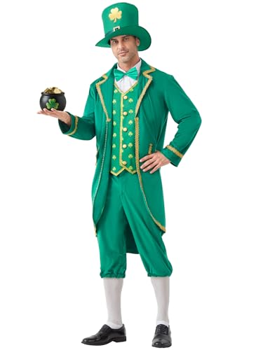 Aotiooy Leprechaun Costume for Men, 4PCS Deluxe Men’s...