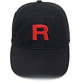 Lyprerazy Men's Baseball Cap Team Rocket R Embroidery Hat Cotton Embroidered Casual Baseball Caps (Black,7)