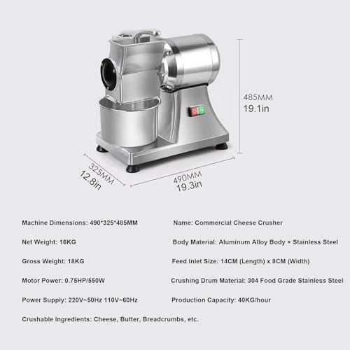 Rallador eléctrico comercial de acero inoxidable 550W miniatura 6