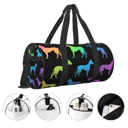 Sports Duffel Bag Rainbow Dog Silhouette Foldable Travel Tote Bag Weekender Sleepover Carry On Bag3