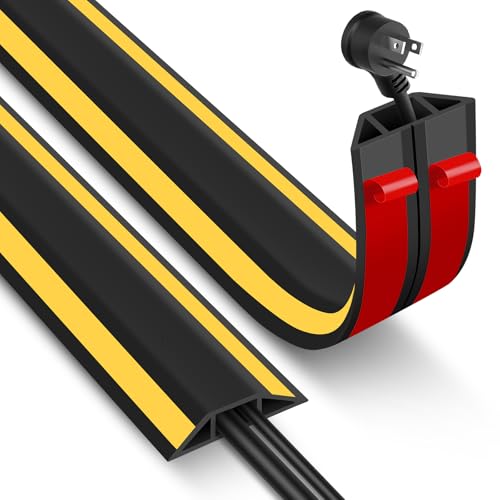 Floor Cable Cover 2 Meters Cable Protector Rubber Self-adhesive Wire Covers Floor Cable Tidy for Indoor Outdoor Easy Lay Flat 2m x 50mm