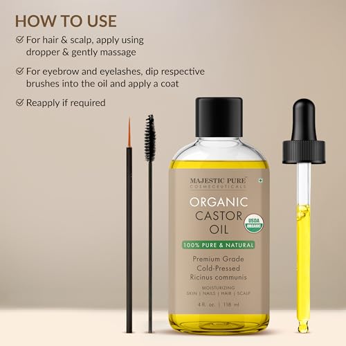 image for Majestic Pure USDA Organic Castor Oil - 100% Pure & Natural - Premium 