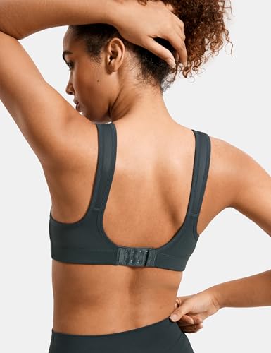 Image of SYROKAN Front Adjustable Sports Bras for Women High Impact | Front Velcro Straps, Wirefree, Double layer Cups, U Back, No Bounce, Running Bra