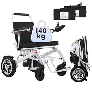 Tripaide 32KM Silla de ruedas eléctrica ligera para adultos, peso 23 kg, con 2 baterías, silla de ruedas eléctrica plegable todo terreno para personas mayores, soporta 125 kg