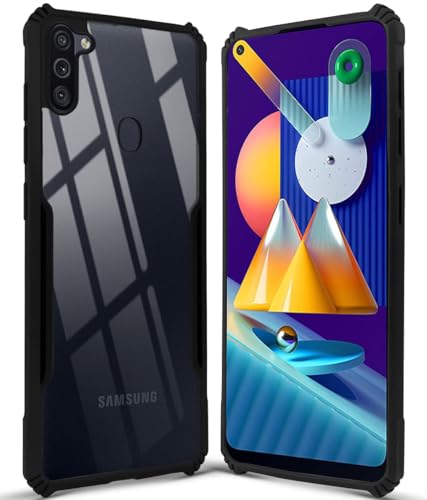 Image of Jkobi Back Cover Case for Samsung Galaxy M11 (Shockproof Polycarbonate Clear Panel | Professional Black)