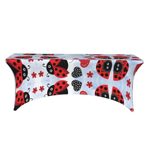 Nappe imprimée coccinelle housse table 1,8m rectangulaire extensible - 3