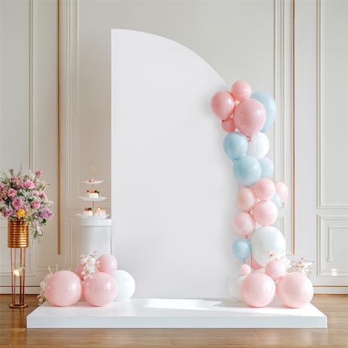 Image of GarveeHome Half Moon Arch Cover Backdrop Spandex Fitted Wedding Arch Stand Cover Double Sided Half Top Stretchy Backdrop Cover for Birthday Party Baby Shower Graduation Decorations