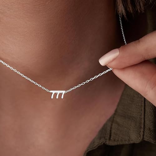 Angel Number Necklace for Women,18K Gold Plated 111 222 333 444 555 777 888 999 1111 Necklace Numerology Jewelry4
