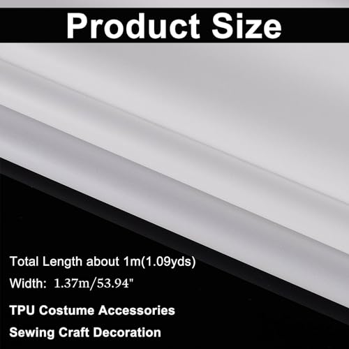 NBEADS 137cm Wide Translucent Fabric, 0.1mm Thick Clear TPU Fabric Waterproof Clothing Frosted Waterproof Material for Raincoat DIY Perspective Clothing Sewing Craft Decoration