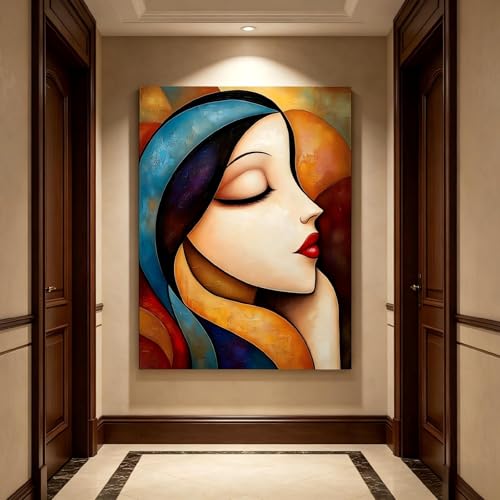 Toile art mural portrait féminin abstrait RGsixiot 50x70cm