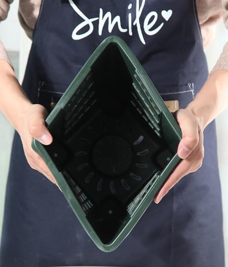 Miniatura 4 de Leaf & Living Extreme-Breathe - Macetas con platillo, juego de 5, maceta cuadrada de 6 pulgadas, drenaje lateral extra, base elevada, ideal para