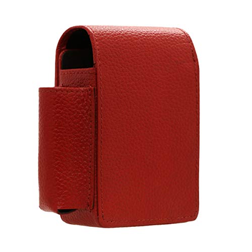 Cigarreira porta isqueiro imantado NERONE couro vermelho