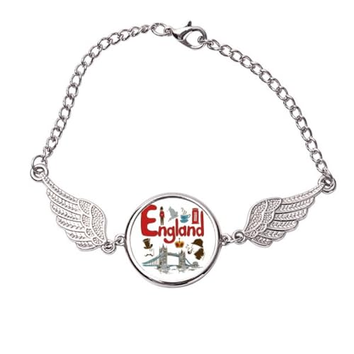 Bracelet ailes d'ange en métal le cadeau idéal avec symbole Angleterre