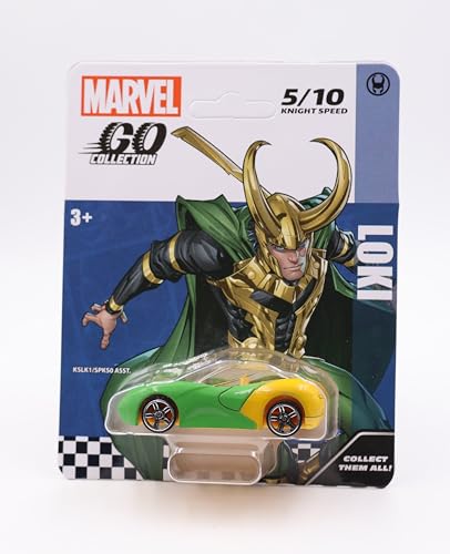 Image of Marvel Go Collection | Knight Speed | Loki | 1:64 Diecast Toy Car | Ages 3 and Up | Collect Them All, Green