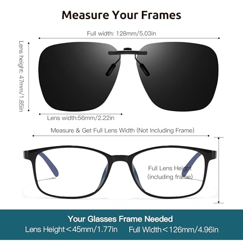 VIEWBETTER® Polarized Cat Eye Clip On Sunglasses Over Prescription Glasses for Women UV Protetion Rimless Non-Flip Up SG31683