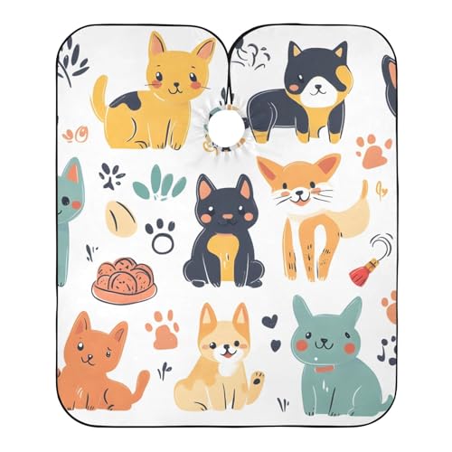 Hezely Cute Animal Hair Dye Cape, Barber Cape for Adults,Waterproof Salon Cape,Waterproof Hairdressing Styling Hair Cutting, 65