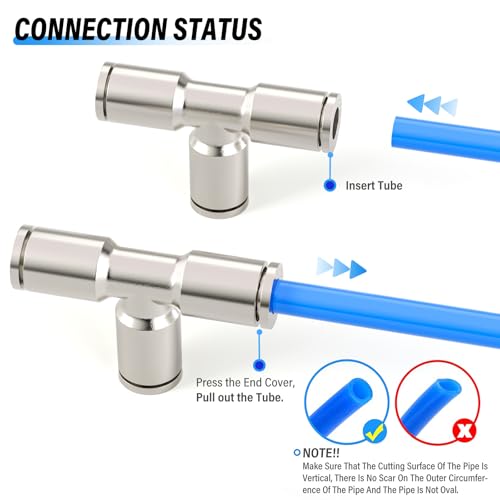 Accesorios de aire de 5/32 push to connect con tee recta antigoteo 7