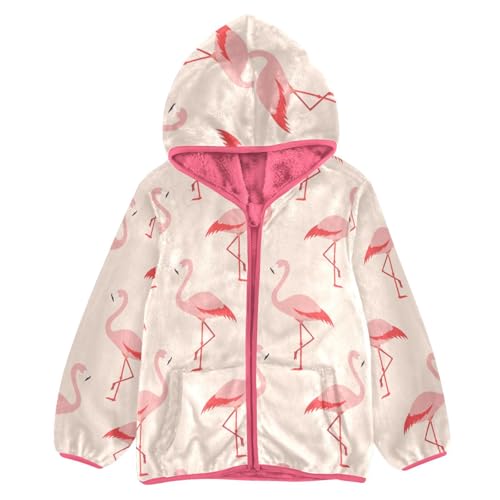 OTVEE Cute Pink Flamingos Birds Kids Hoodie Jacket Fall Spring Full Zip Warm Outwear Coat