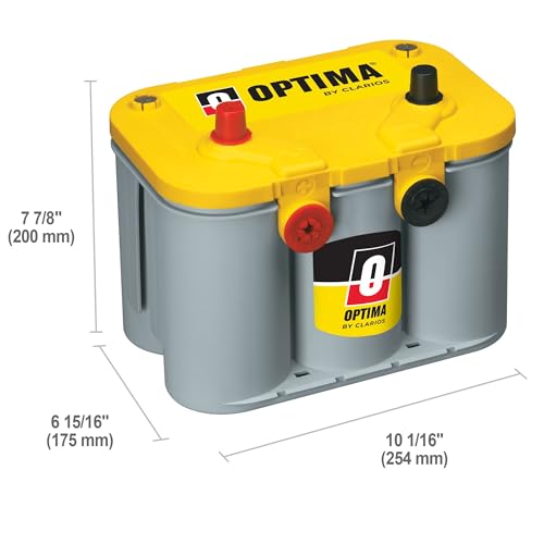 OPTIMA Batteries High Performance D34/78 YellowTop Dual Purpose Sealed AGM Car, Truck and SUV Battery, 750 CCA, Dual Terminal, Maintenance Free, Versitile Mounting