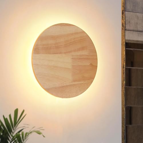 Alpinaluz Circular Wall Sconce in Natural Wood Ø30 cm – Indirect ...