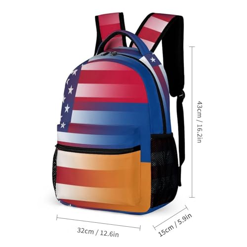U.S.A. Armenia Flag Funny Backpack Set Lunch Bag Pencil Case Makeup Bag 3 in 1 for Men Women Travel2