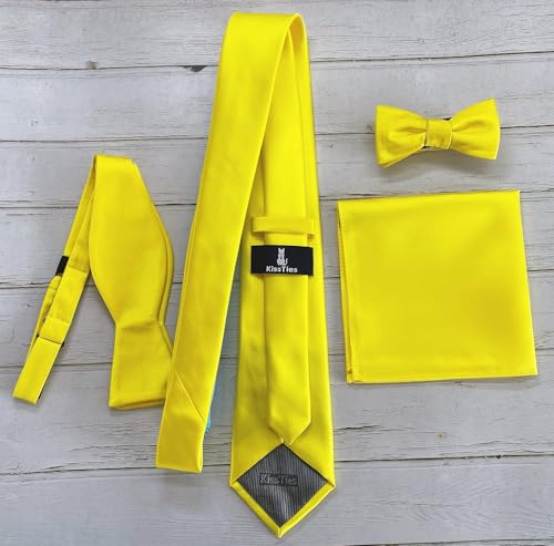 Image of KissTies 6PCS Satin Pocket Square Plain Color Handkerchief Gift Set