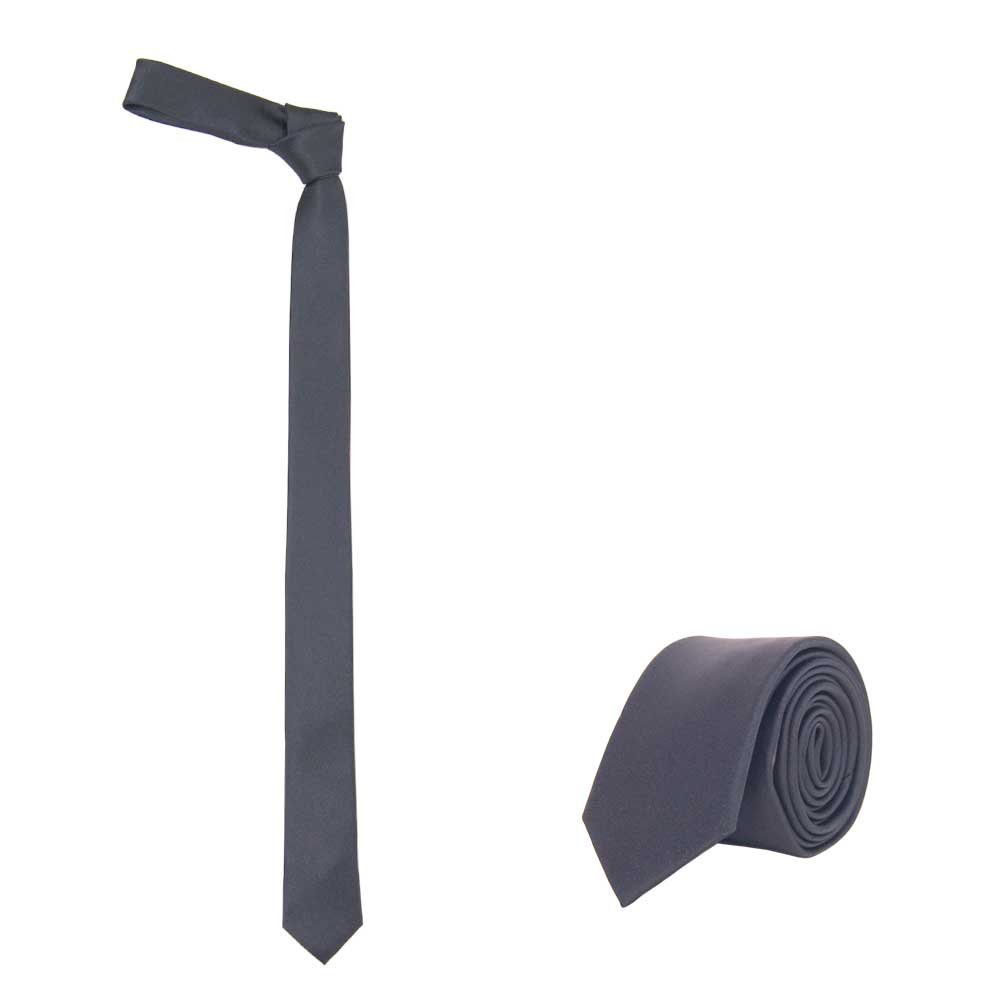 JNJSTELLA Men's Solid Skinny Necktie 2" Tie, Charcoal, One size