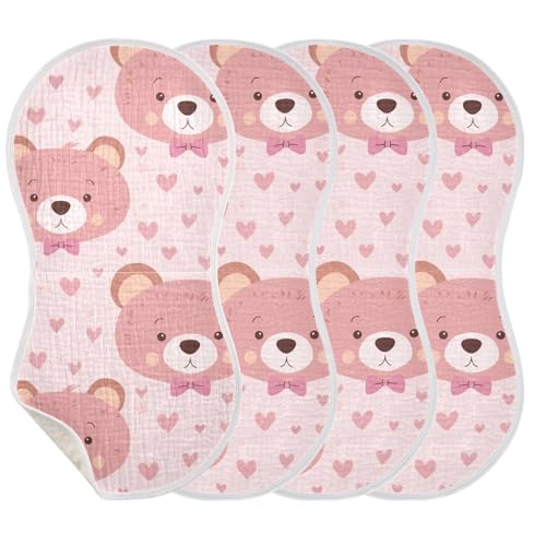 Teddy Bear Cotton Muslin Burp Cloths Breathable Burp rag for boy and Girl Set of 2, 22x11in3