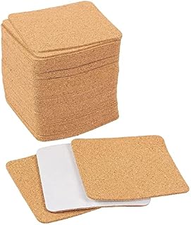YEAJION Self-Adhesive Cork Coasters,Cork Mats Cork Backing Sheets for Coasters and DIY Crafts Supplies (50, Square)