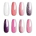 AZUREBEAUTY Gel Nail Polish Set - Pink Purple Glitter Colors Soak Off UV LED Gel Polish Kit 8 PCS 0.24 OZ